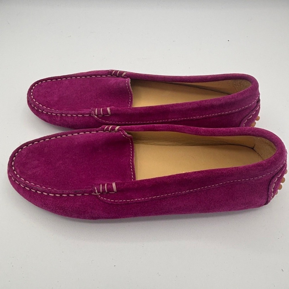 M.Gemi Felize Loafers Sz 38 Magenta Suede Driving Moccasins Italian Quiet Luxury - Picture 3 of 9